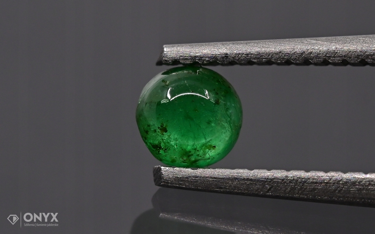 Smaragd kabošon kulatý fi 3,5 mm