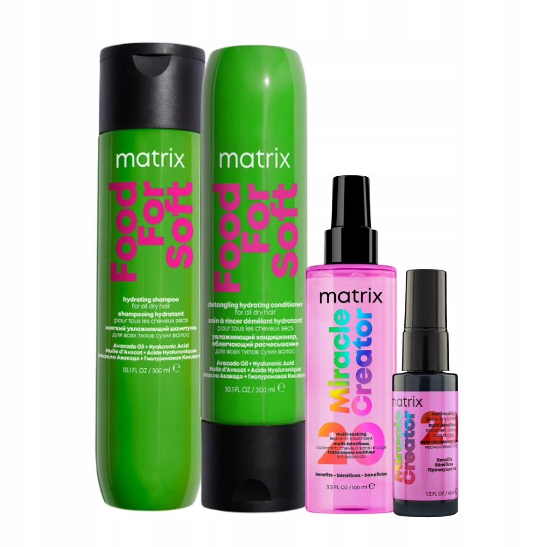 Matrix Food For Soft: szampon, odżywka, Miracle Creator spray Travel Size