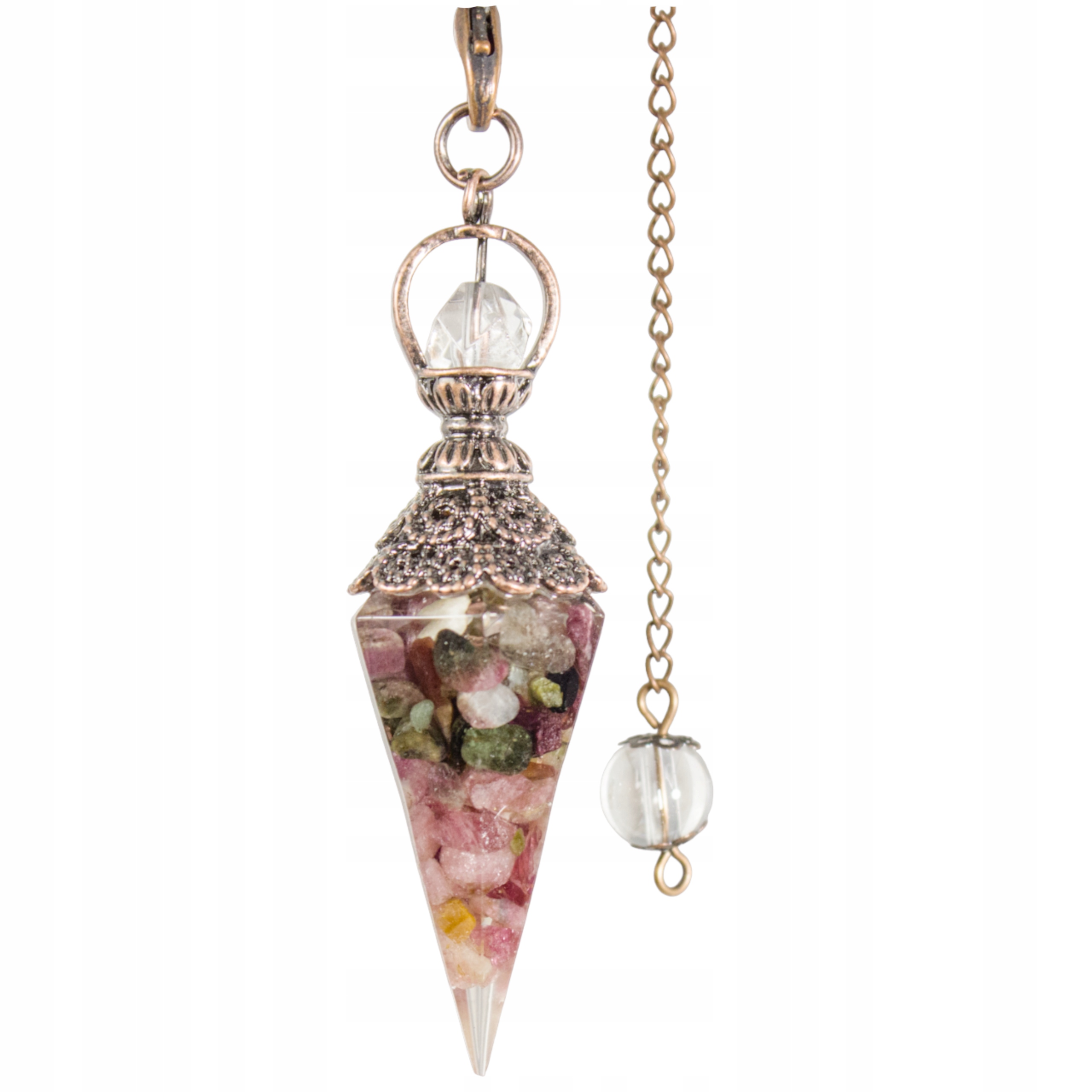 Wahadełko Orgonit Turmalin Kolorowy Miedź Wahadło Radiestezyjne 7 Czakr