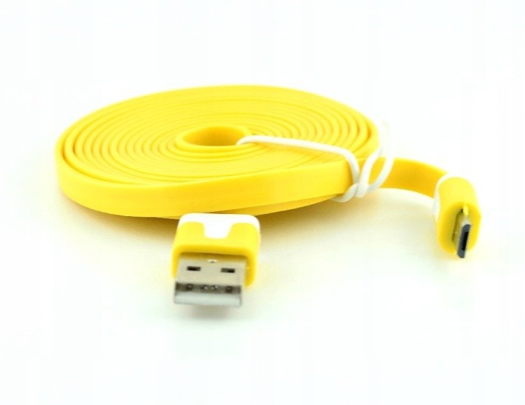 Kabel USB - microUSB płaski 3m Kolor niebieski