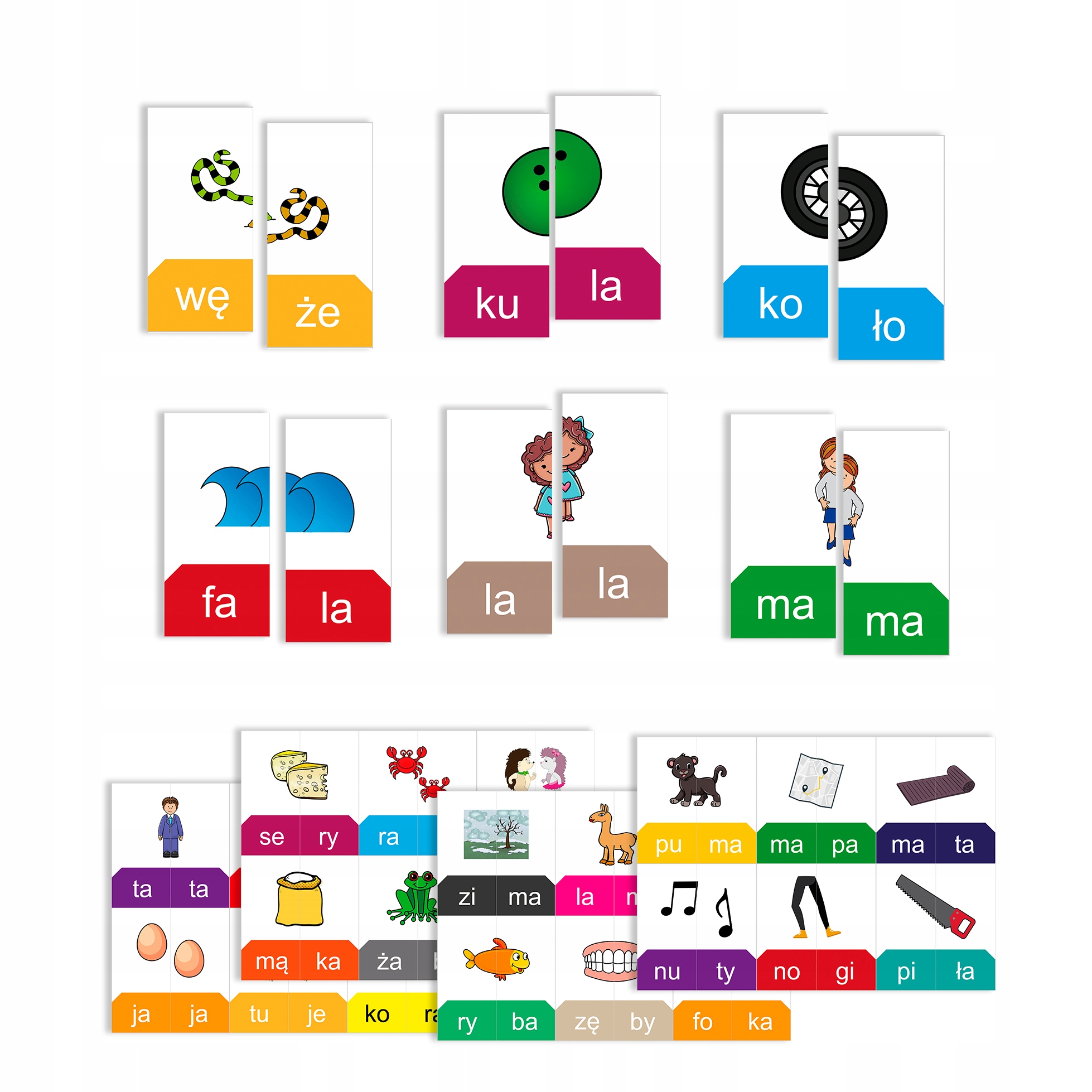 

Puzzle wyrazowe (sylaby otwarte) Zalaminowane