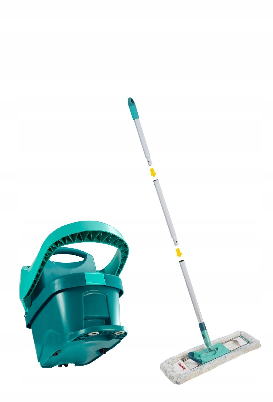 Levně Pořádný Plochý Mop S Kbelíkem Odšťavňovačem sada Leifheit Profi 42cm Kolečka