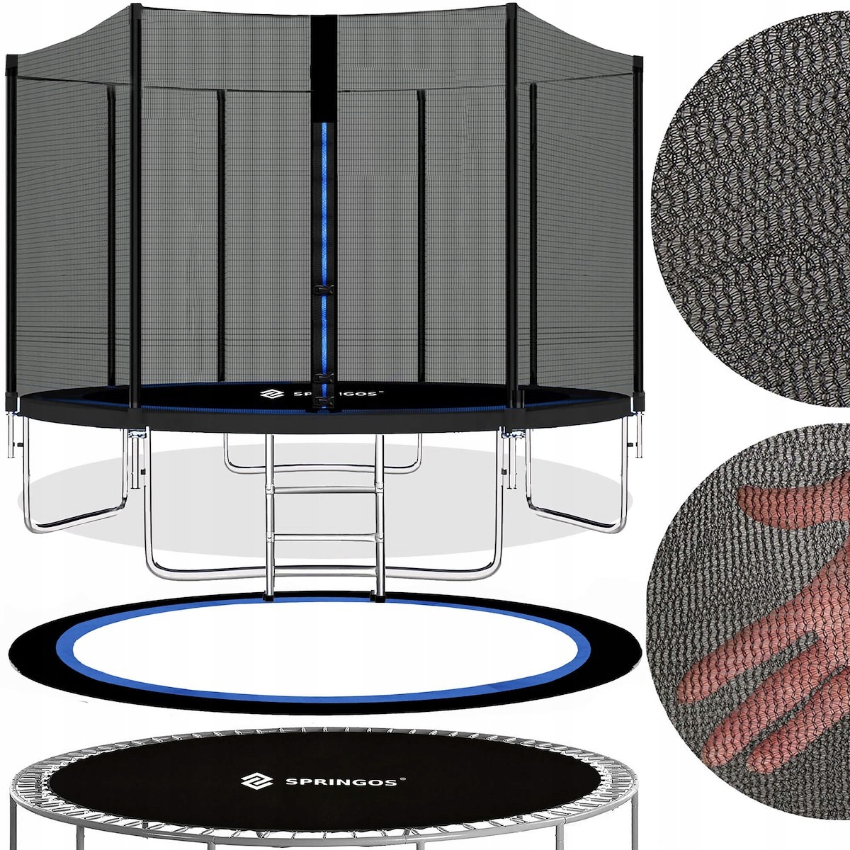 TRAMPOLINA SIATKA ZEWNĘTRZNA DLA DZIECI OGRODU OGRODOWA 500 cm 16FT PREMIUM Marka springos