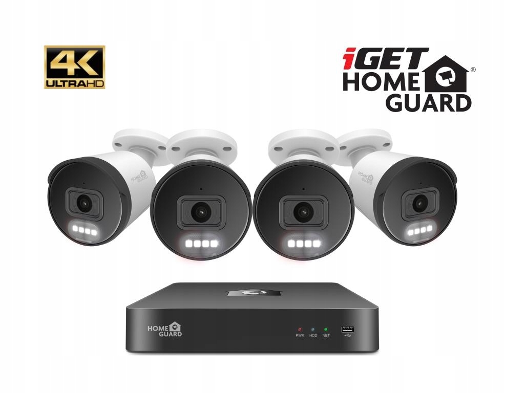iGET HGNVK88504 Kamerový UltraHD 4K PoE set, 8CH Nvr 4x Ip 4K kamera,…