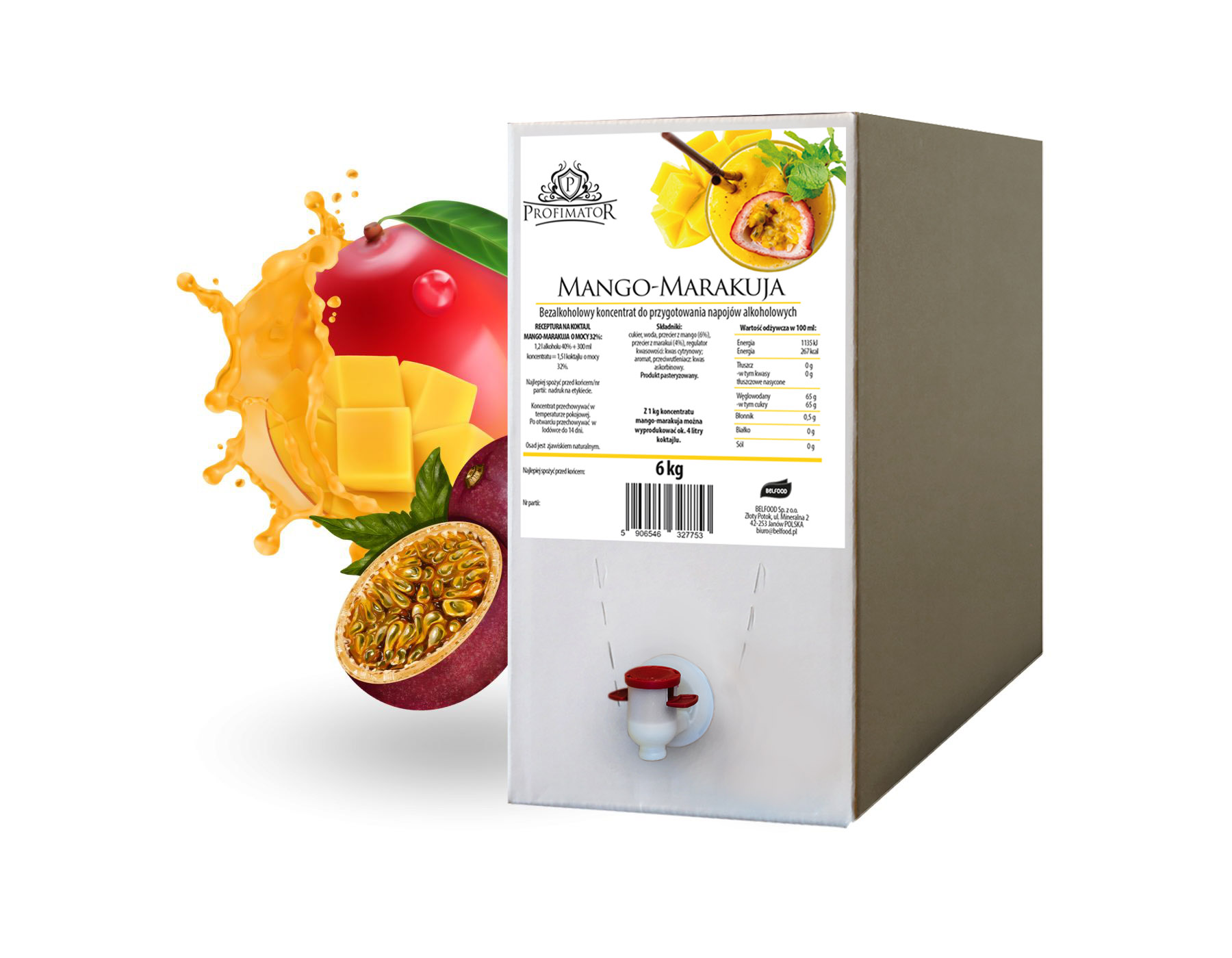 Zaprawka koncentrat Profimator Mango-marakuja 6kg Baza drinków i koktajli
