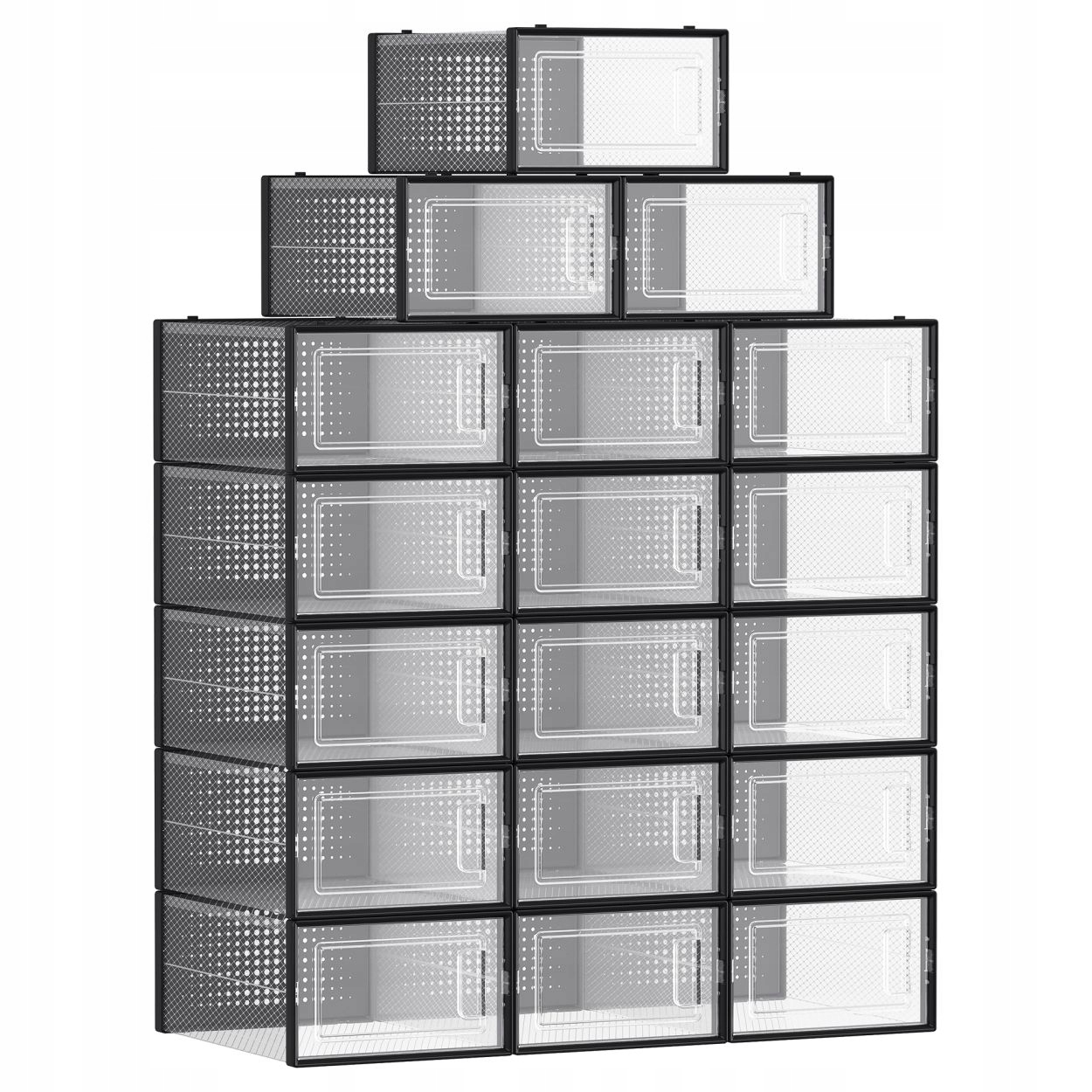 Sada 18 krabiček na organizéry na boty, obuv, předměty, prostorné nádoby