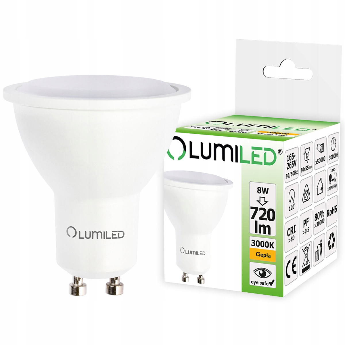 

Żarówka Led GU10 8W 720lm Lumiled 3000K Ciepła