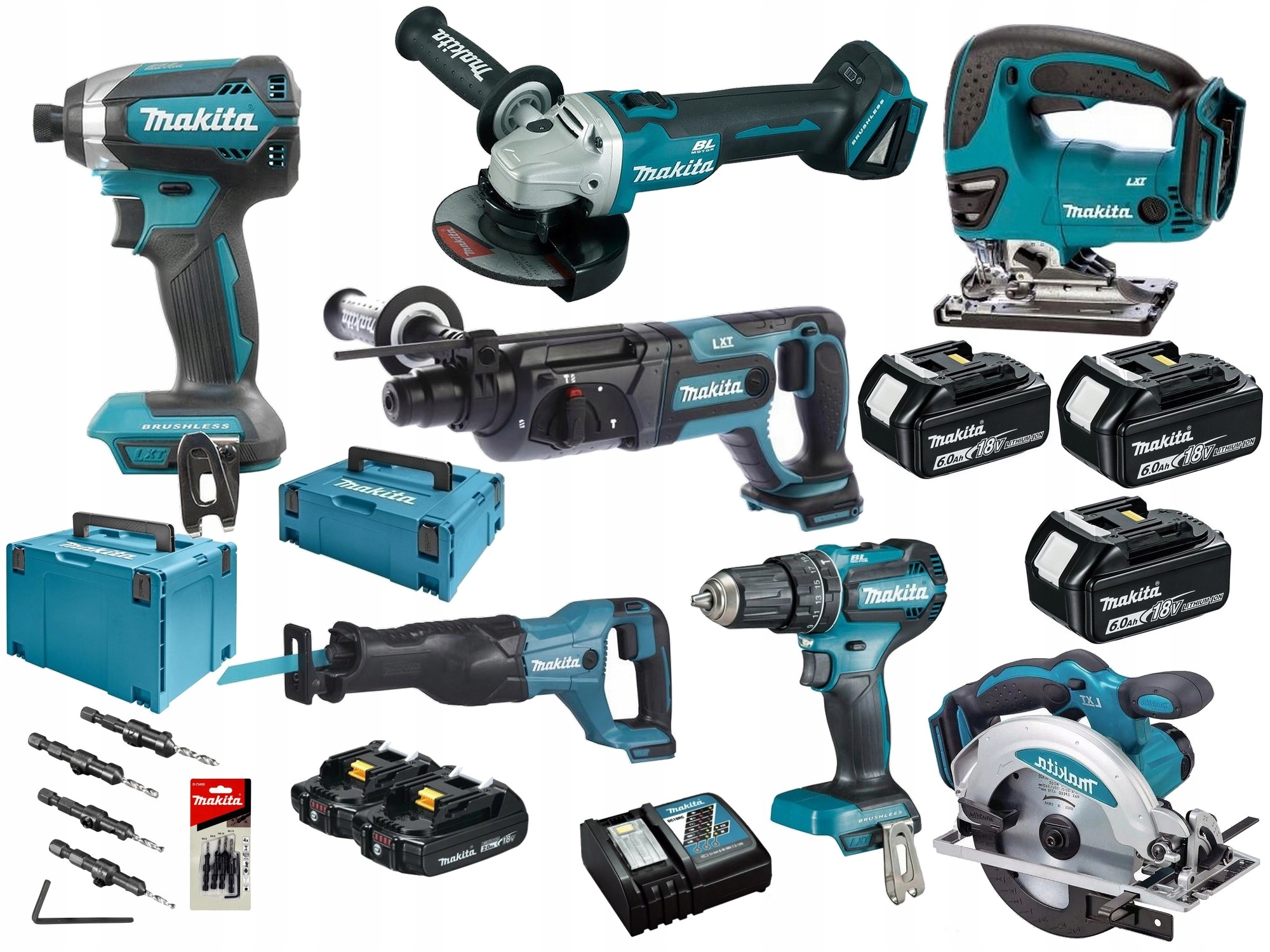MAKITA 7PCS комбо набор инструментов 18V 5хаккумулятор