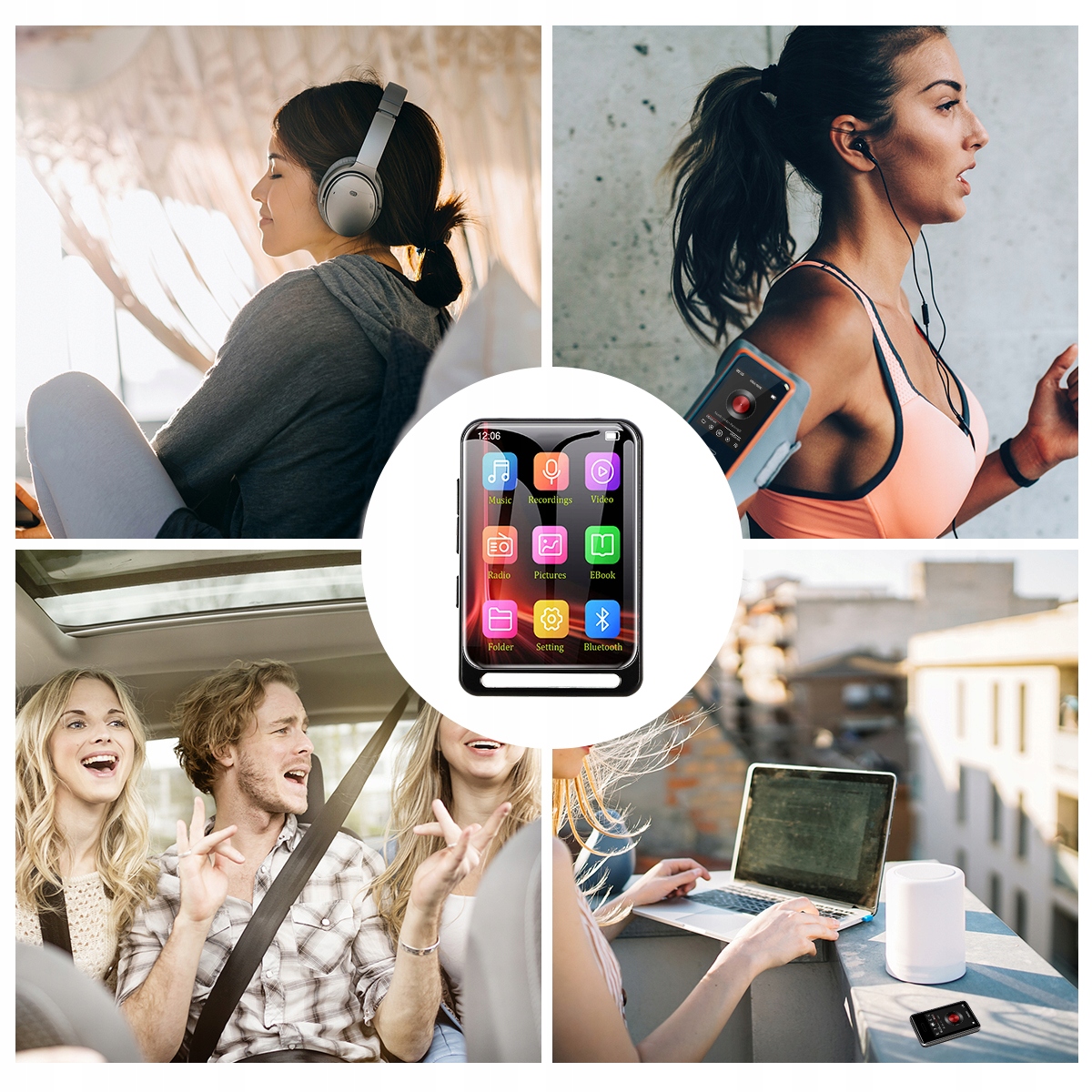 Odtwarzacz MP3 16GB 2.4 inch Bluetooth 5.0 HiFi FM Polski Kolor czarny