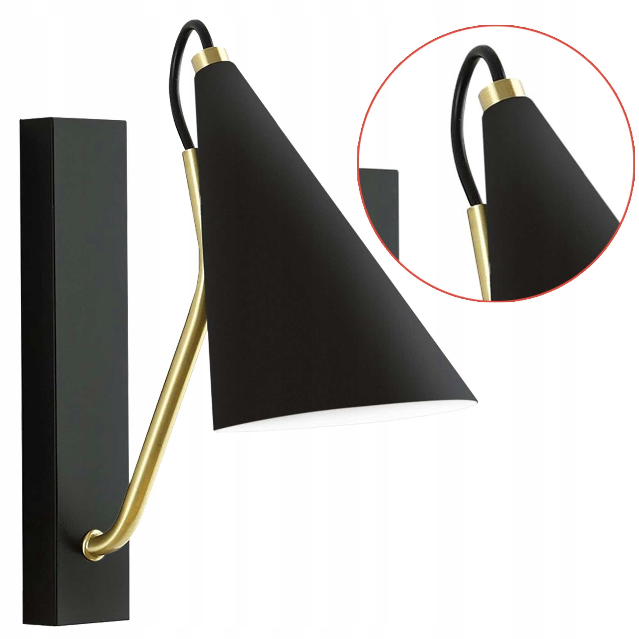 Nástěnná lampa Černá E27 Nástěnné svítidlo Černá Zlatá Minimalistická do ložnice
