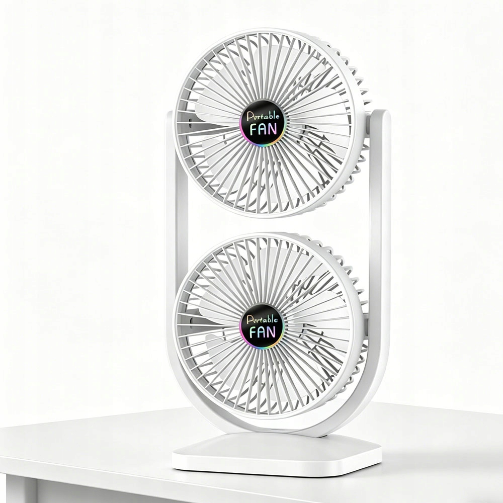 Stolní ventilátor Větrník Dvě Nastavitelné Glowice Tichý Prad 3 Rychlosti