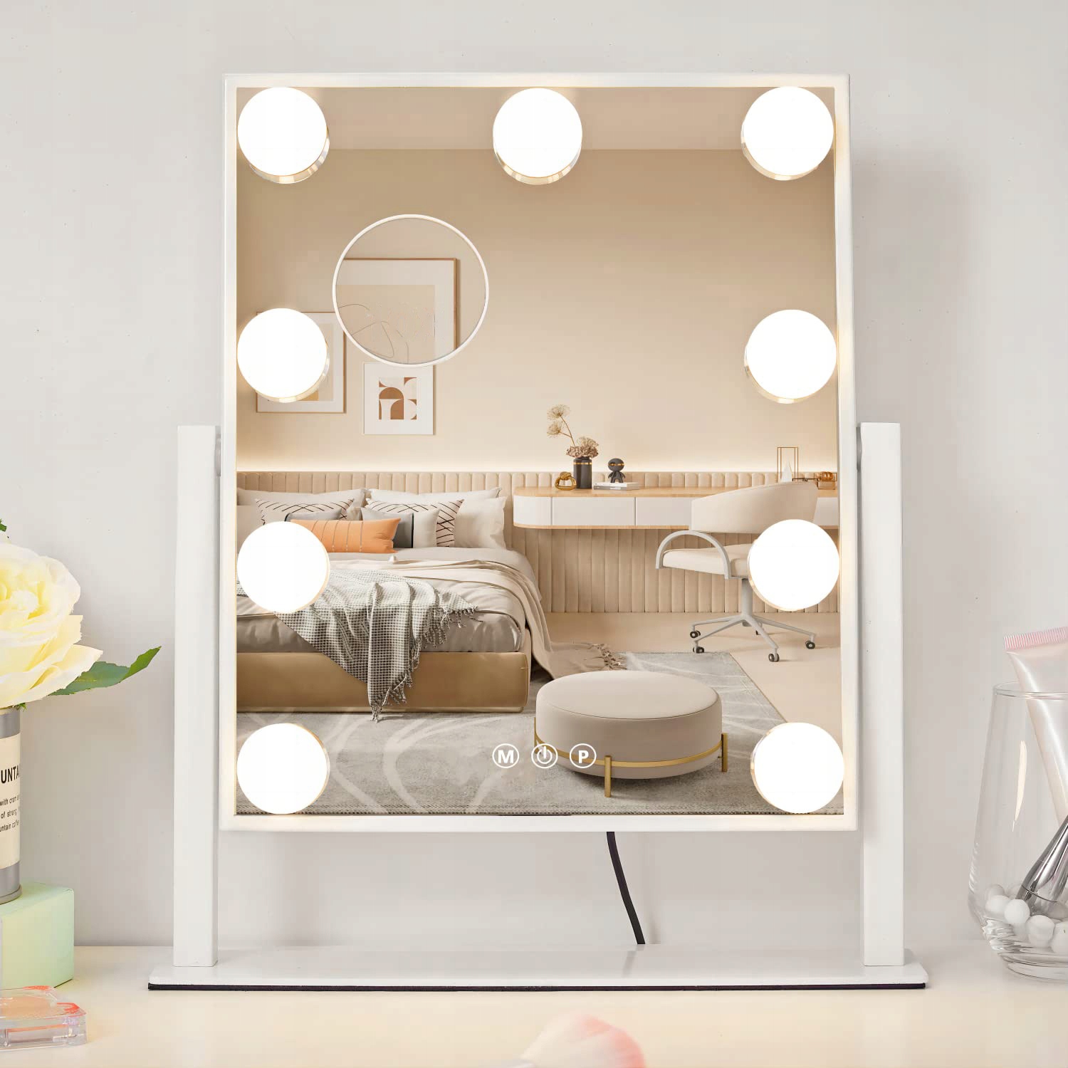 Kosmetické podsvícené zrcátko na make-up 9 Led Hollywood s 9 žárovkami