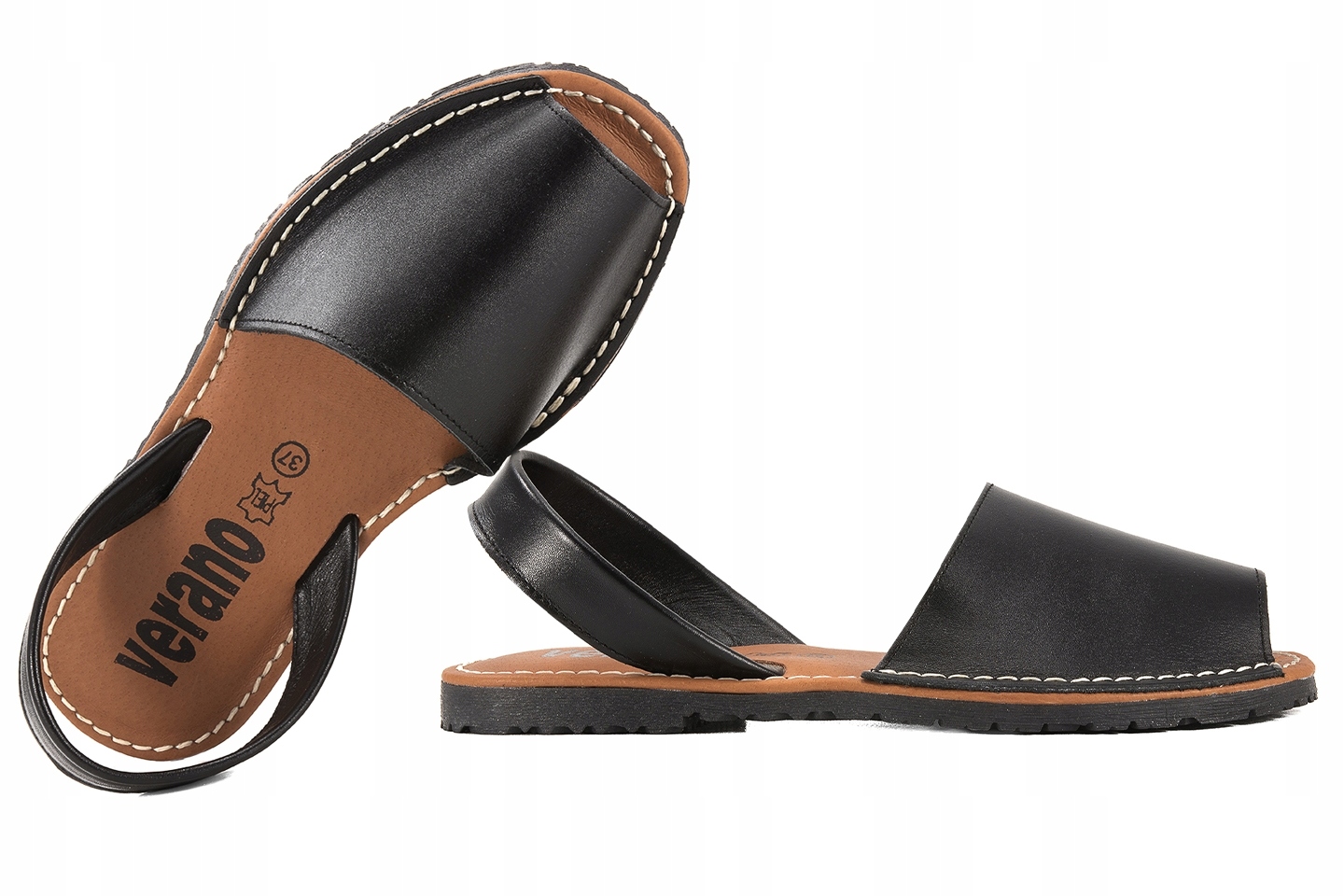 Verano 2201 Dámské Sandály Španělské Kůže černé 39 Černá