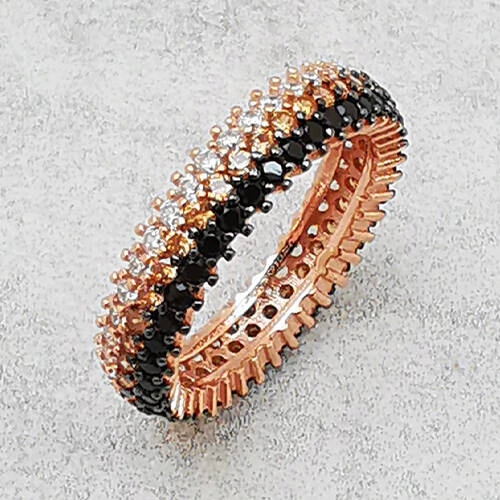 Pozlacený 3-řadý snubní prsten