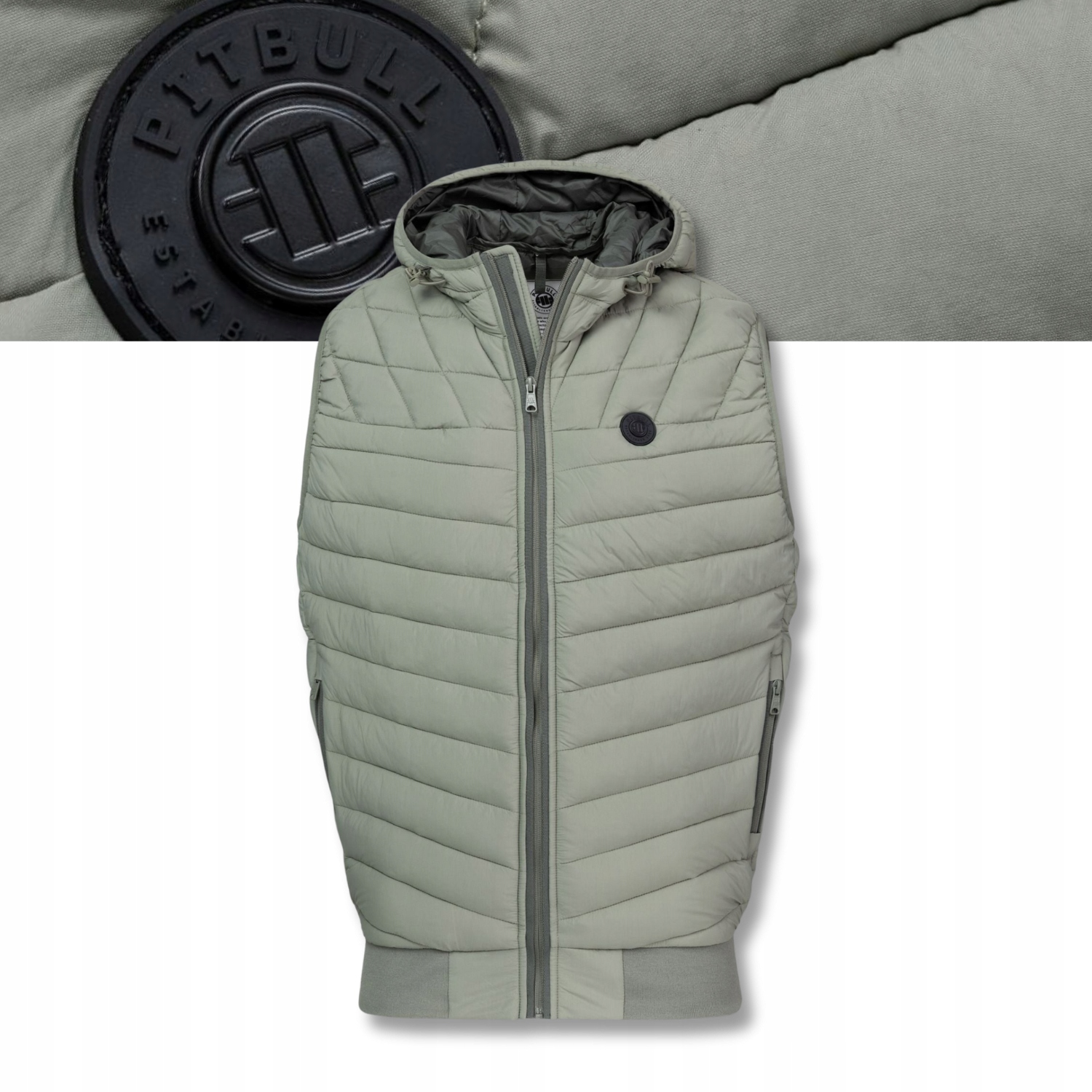 Pánská prošívaná Bunda Bez Rukávů s kapucí s kapucí se stojáčkem Pitbull Naylor