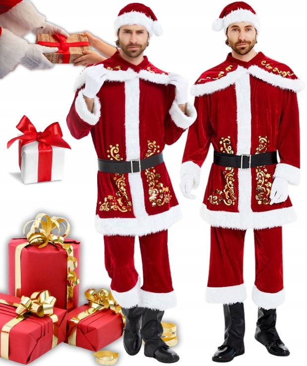Kostým Santa Claus Hvězda Profesionální Velurový L XL 170 176