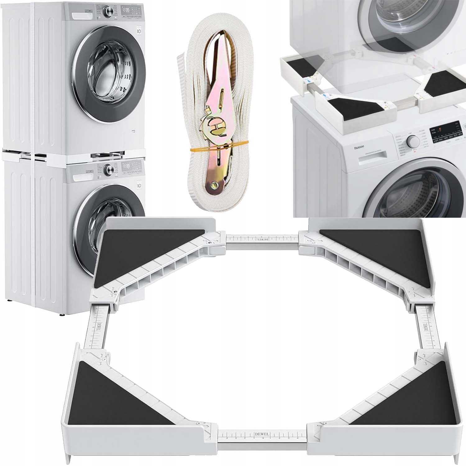 Stojak Na Pralkę Suszarkę Uniwersalny 46 CM-66 CM Antypoślizgowa Regulowany