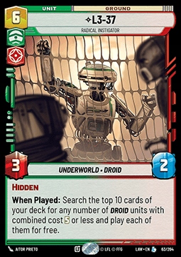 Karta L3-37, Radical Instigator SWU LAW #063