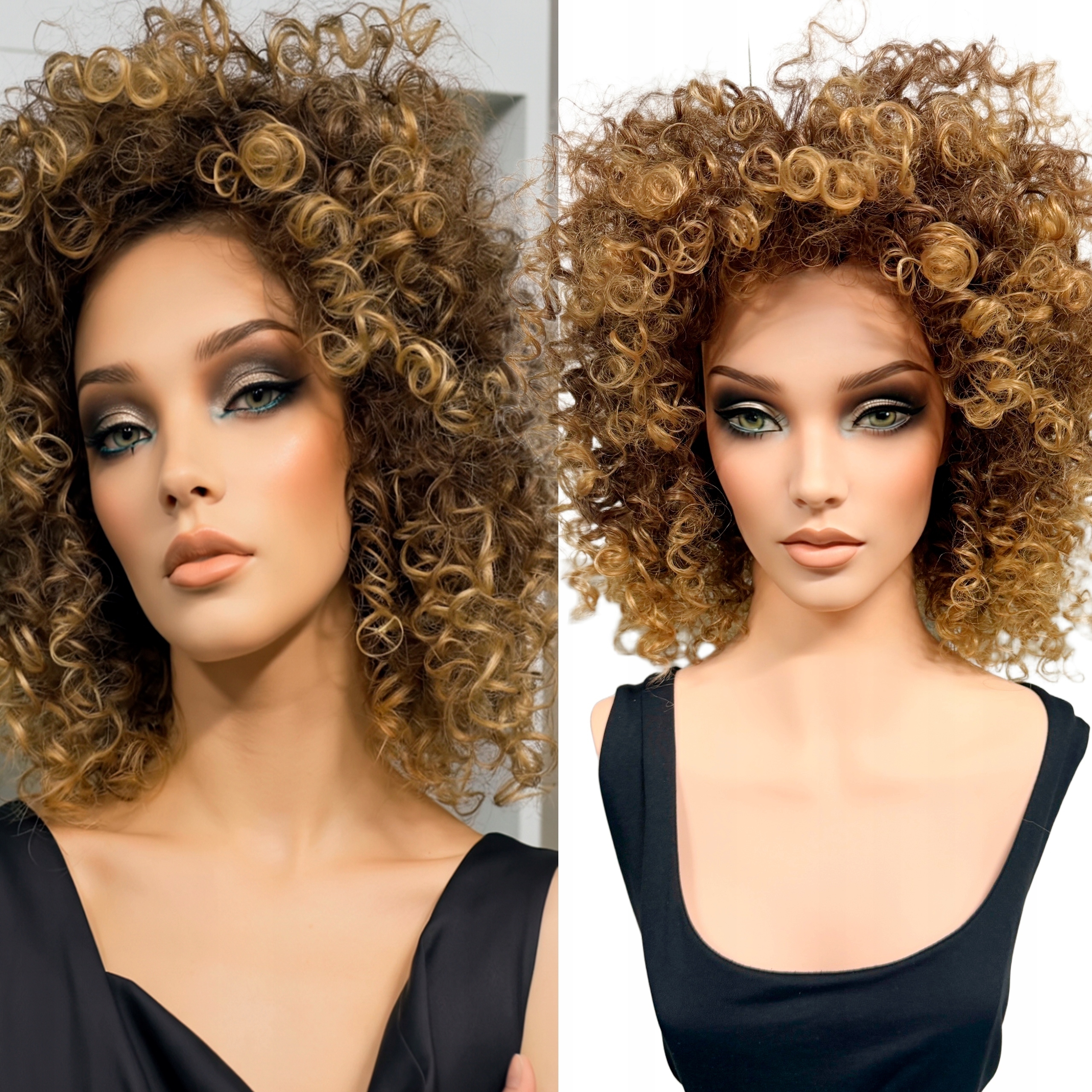 Paruka syntetické vlasy Afro Umělé afroloky Ombre Přírodní Blond