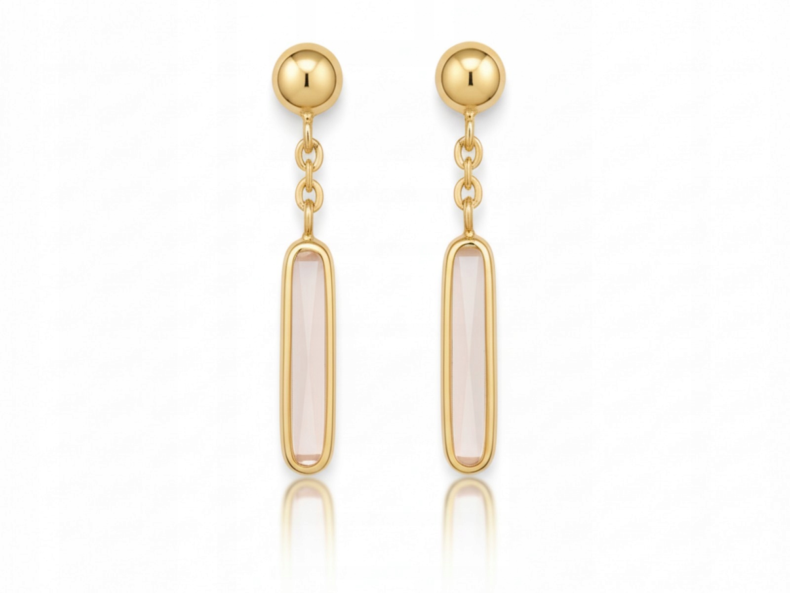 Ženské zlaté náušnice 585 dlouhé závěsné prvky se sklíčkem 1.21 g