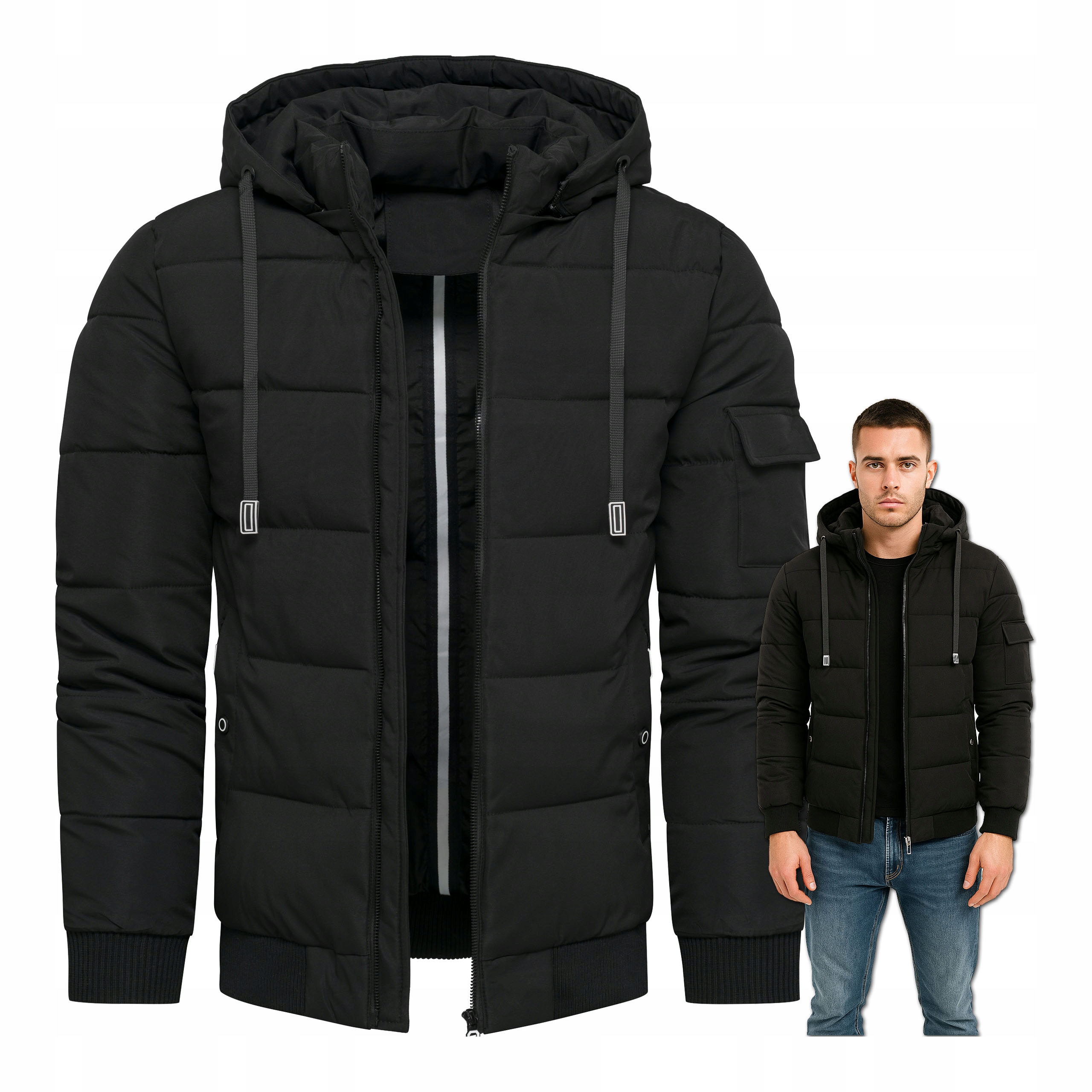 Zimní Bunda s odnímatelnou kapucí, prošívaná, zateplená, velikost S