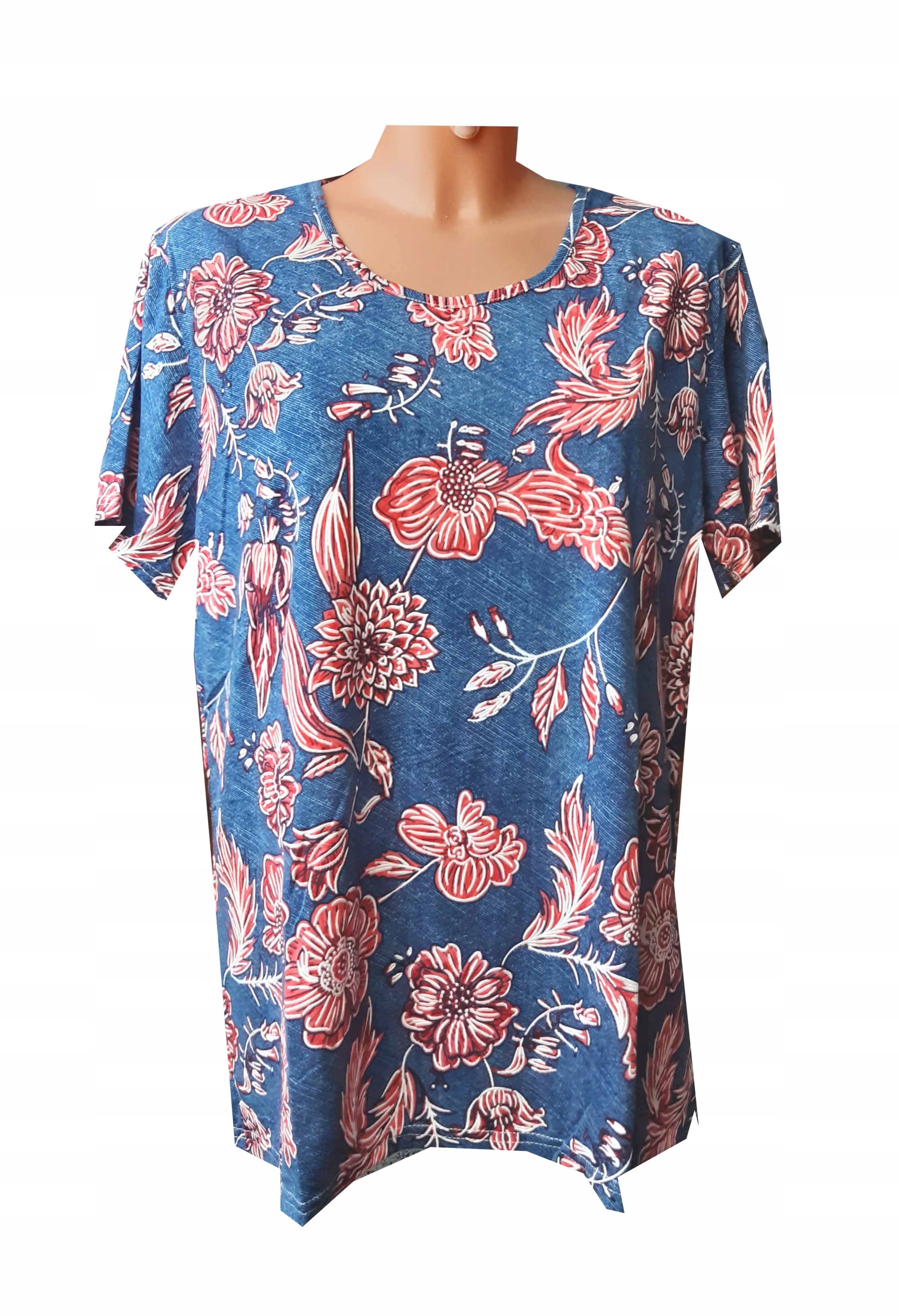 

Bluzka Koszulka wygodna kobieca kwiaty 4XL