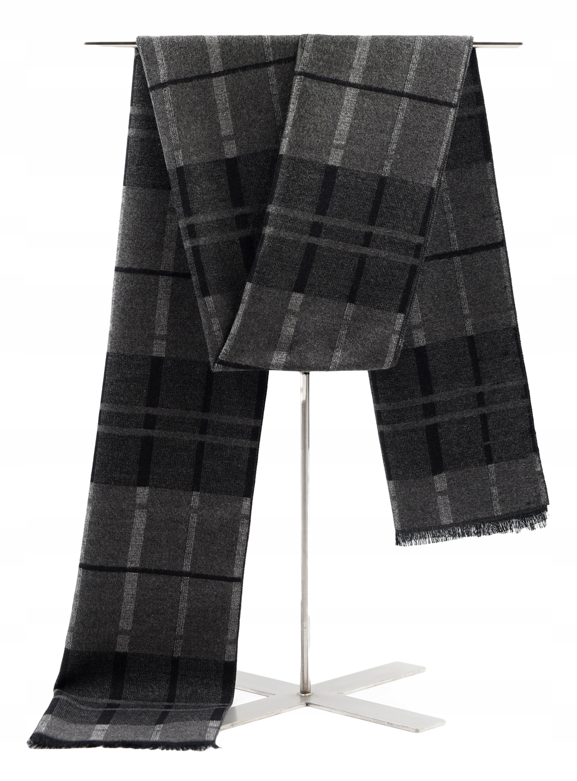 

Szal szalik męski grafitowo szary w paski