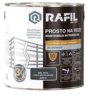 Rafil Prosto Na Rdzę Połysk RAL7016 Szary Antracytowy 2,5L