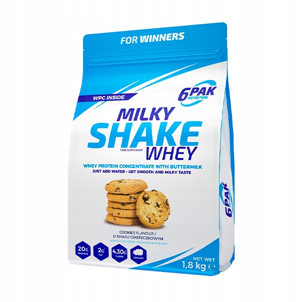 Syrovátkový Protein Balení 6 Kusů Milky Shake Whey Sušenky Zdravé kosti Svaly 1800 g