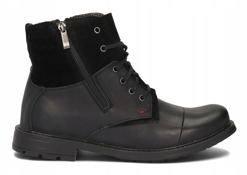 TRZEWIKI MĘSKIE BUTY OCIEPLANE SKÓRA 871 CZARNY 42