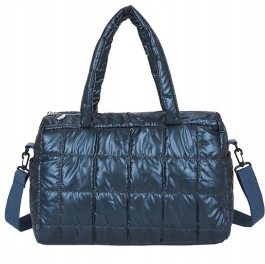 TOREBKA CZARNA puchowa PIKOWANA TORBA niebieska