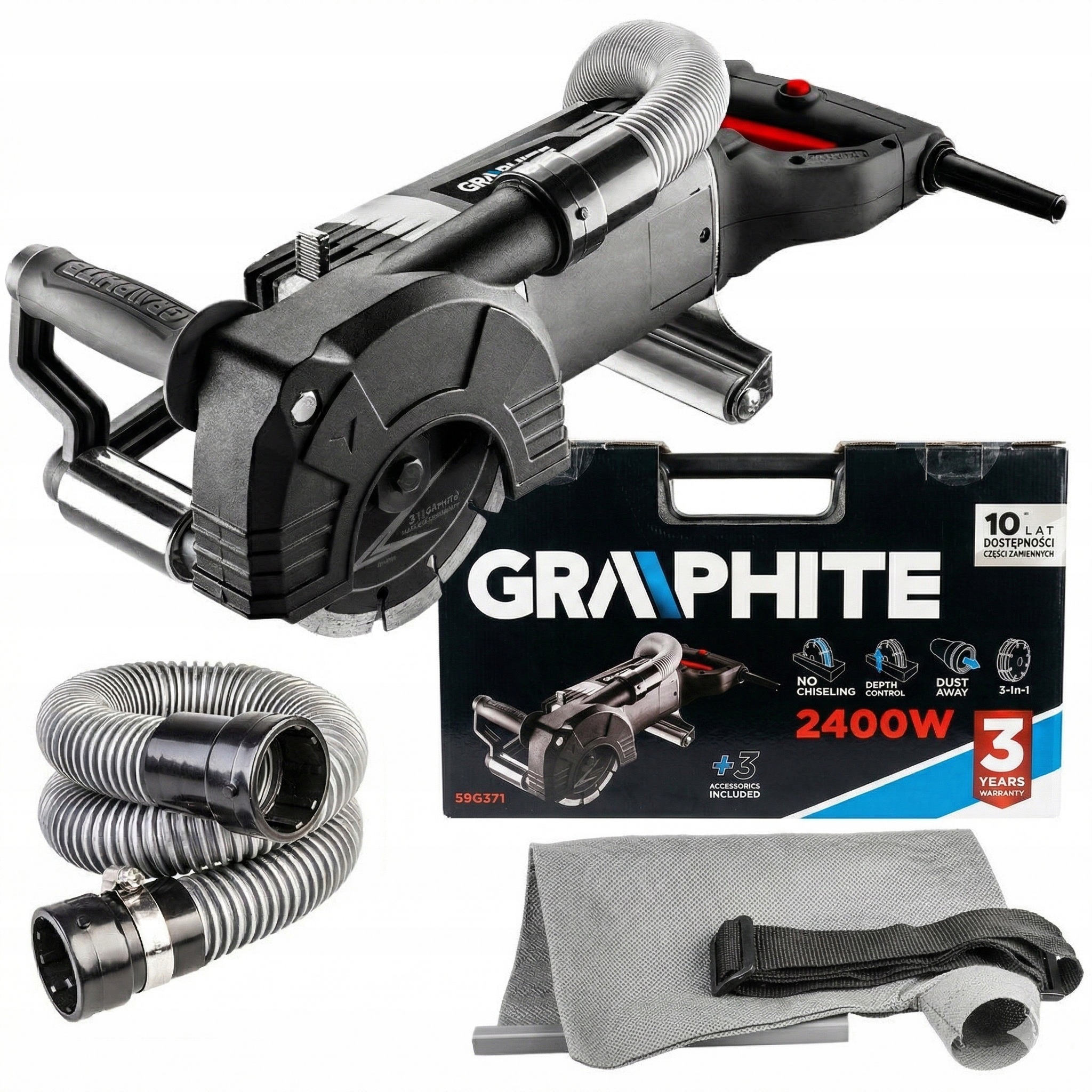 Bruzdovačka 2400 W, kombinovaný kotouč 150 mm x 22.2 mm v kufru Graphite