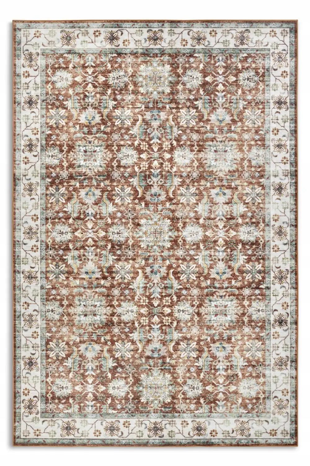 Koberec do obývacího pokoje, 120 x 160 cm, červeno krémový, plochý