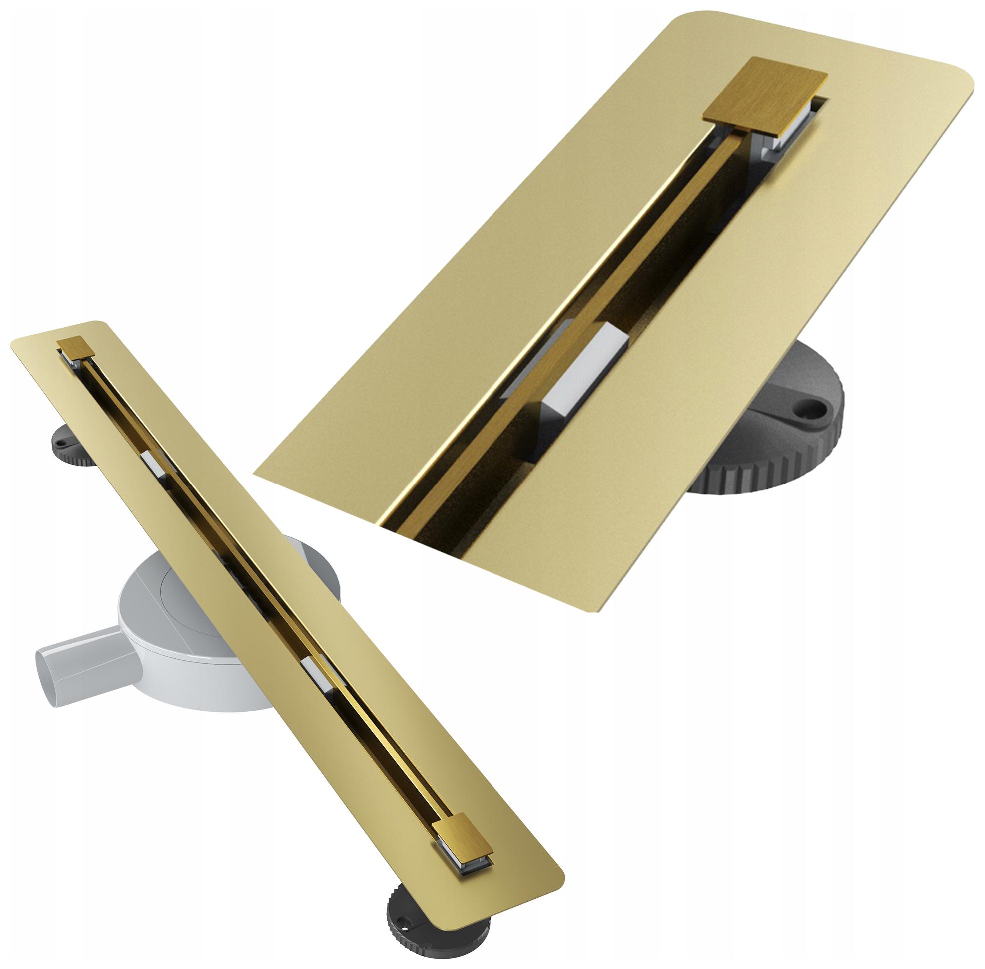 Liniový Odtok Pod Obklad 60 cm Oceľový Sifón Sprchový Kút Žľab Luno Zlatý