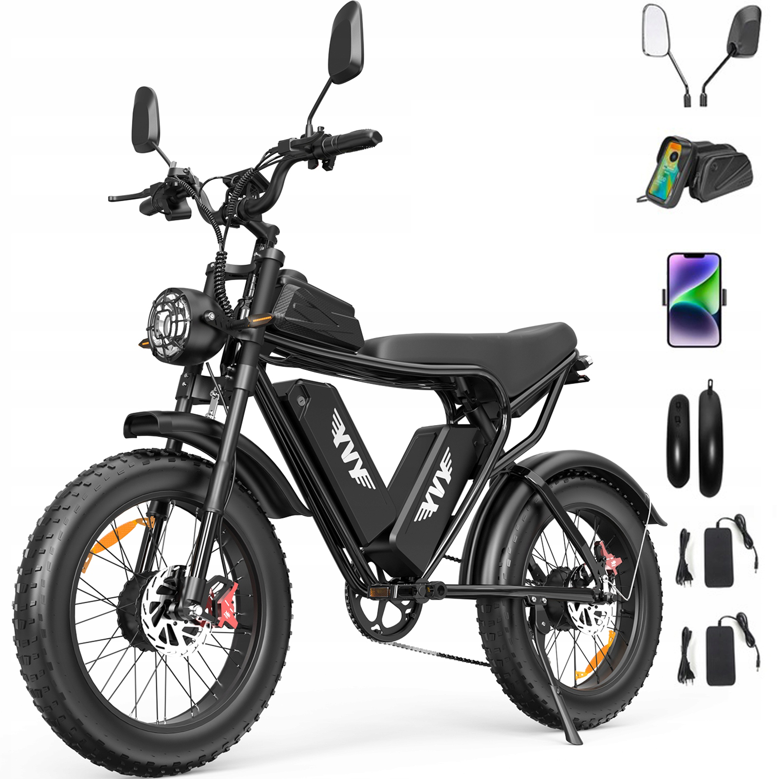 Ridstar Q20 Pro/ Yvy C20 Max 3000W 52V40Ah 60km/h Dojezd 180km Olejové brzdy Shimano 7 rychlostí