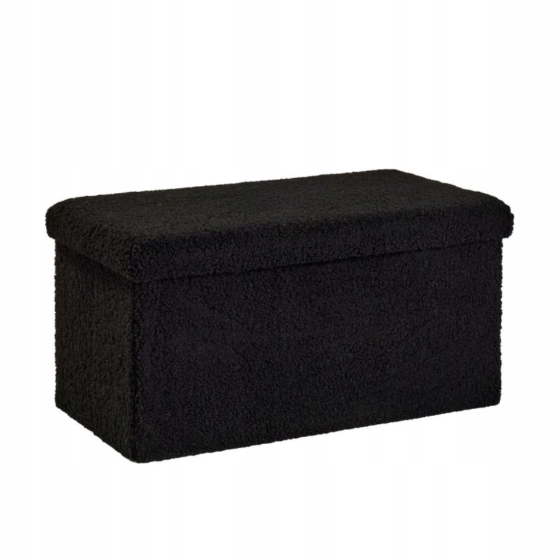 Skládací Lavička Z Tkaniny Bouclé Černá S Úložným Prostorem 76 X 38 CM