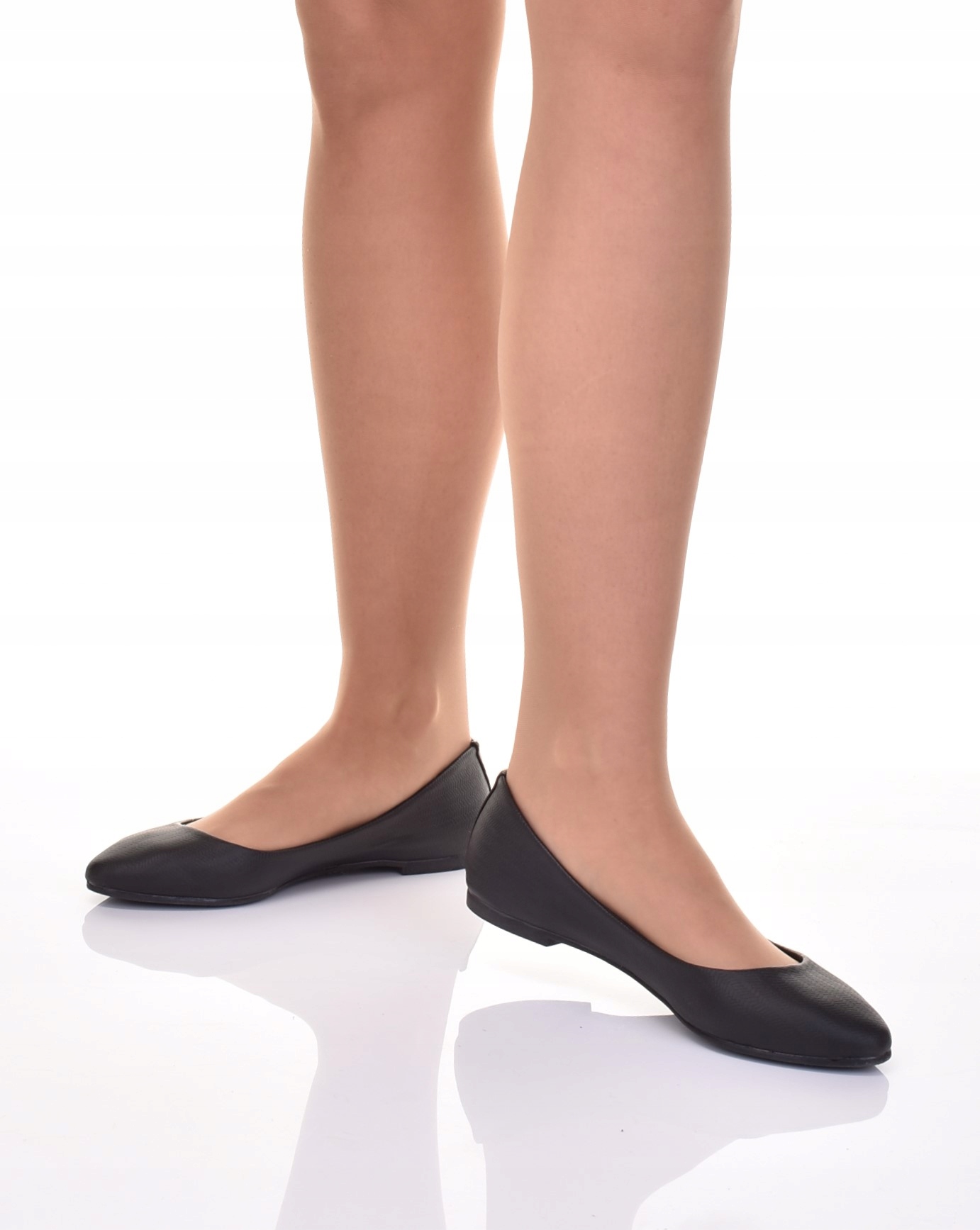 SKÓRZANE BALERINY DAMSKIE CZARNE BALETKI ELEGANCKIE BUTY CASUAL Rozmiar 40