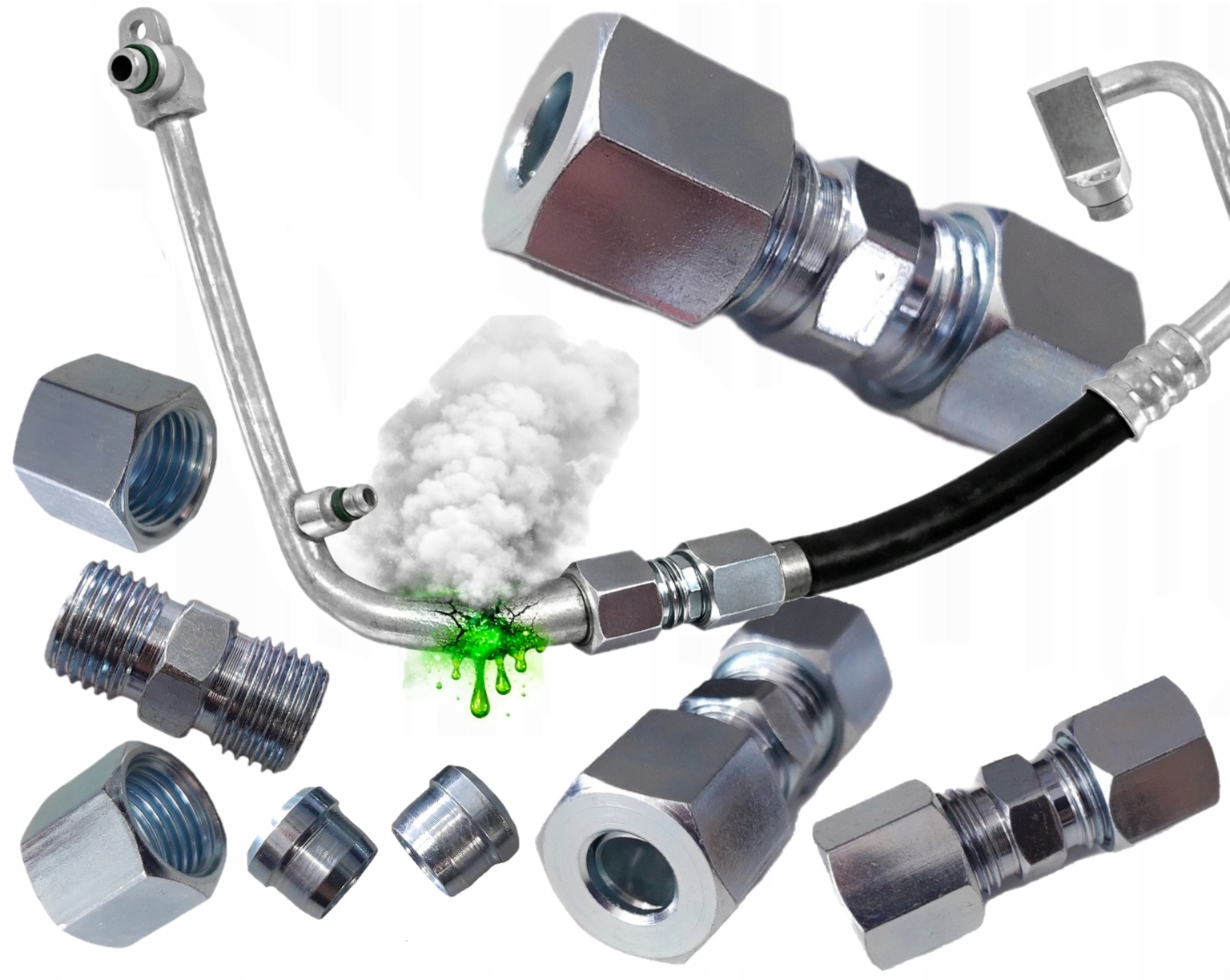 Łącznik złączka rurek przewodów klimatyzacji bez zakuwania średnica 10 mm