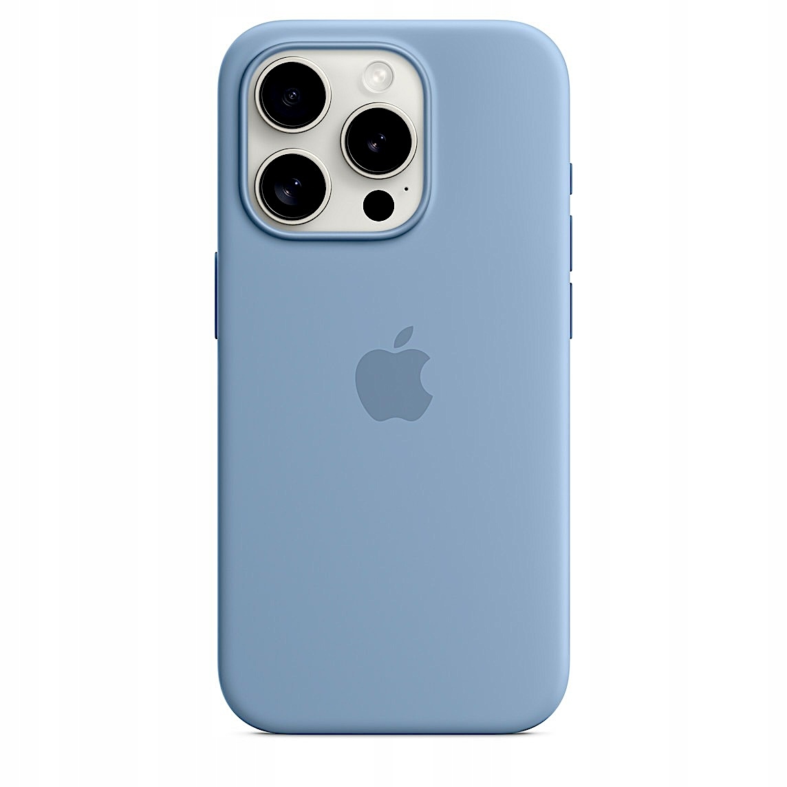 Silikonové pouzdro pro iPhone 15 Pro Zimní světle modrá Silicone Case Winter Blue
