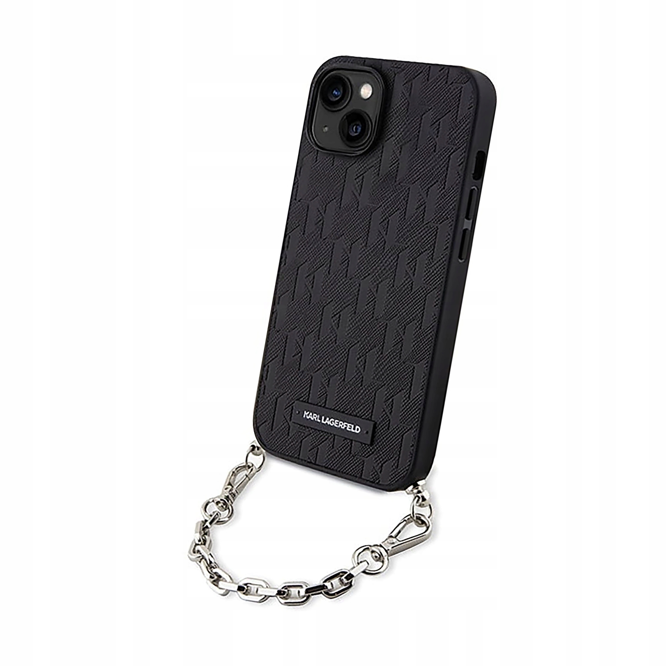 Etui Karl Lagerfeld Saffiano Monogram Chain do iPhone 14 czarne