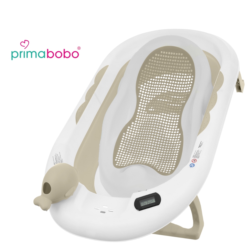 Primabobo WANIENKA SKŁADANA OLA ZE STOJAKIEM, termometr, FOTELIK, BEŻOWA Marka Primabobo