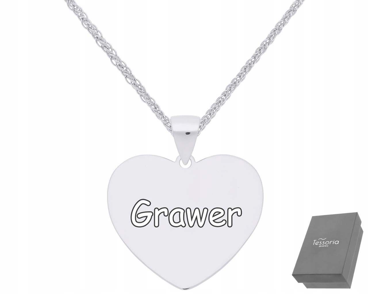 Stříbrný Náhrdelník Se Srdcem Gravírování Velké Hladké Dámské, délka 80 cm ryzost 925