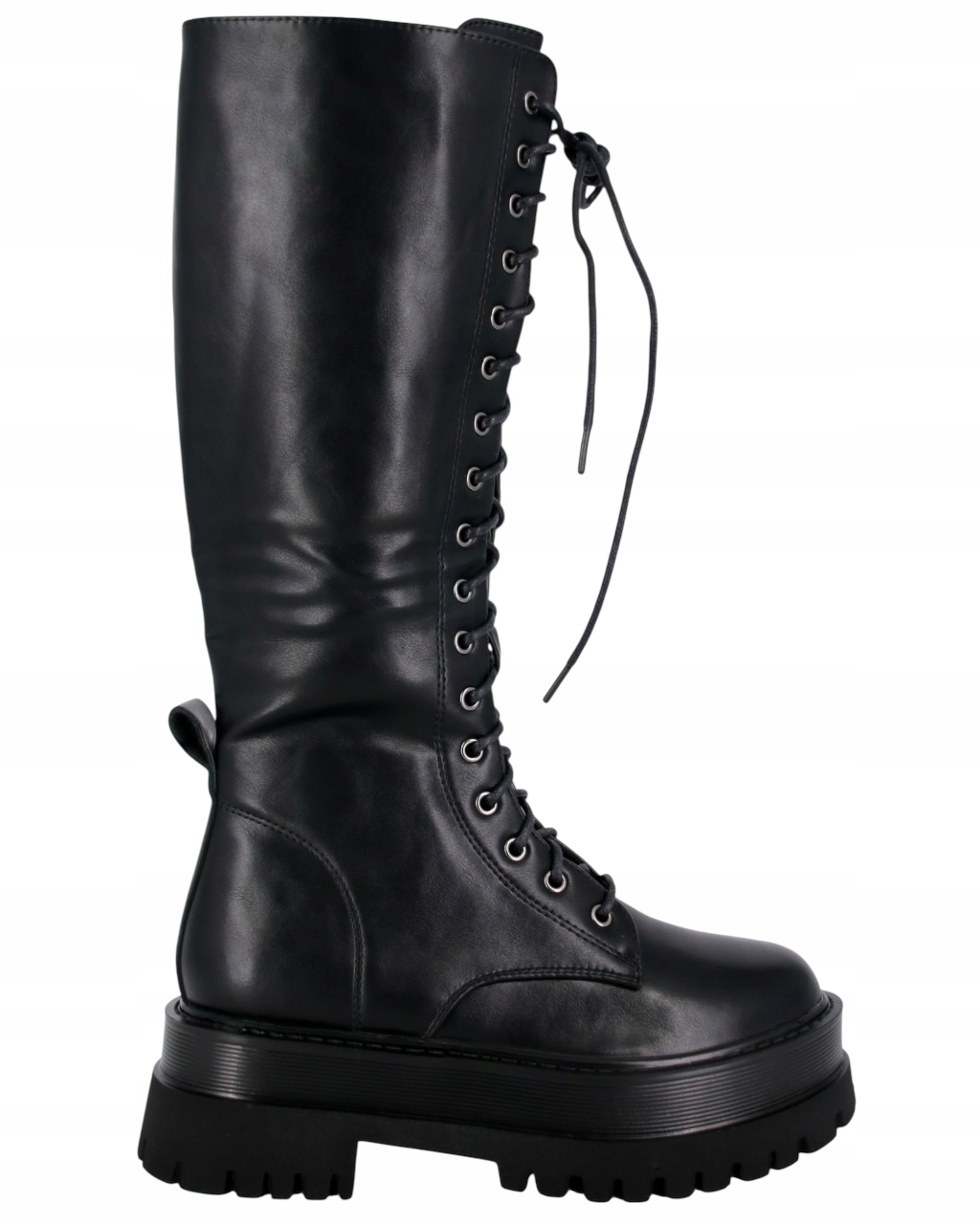 Kozačky Boxerky Šněrovací Boty Eko Kožené Kanady Černé Pro Mládež 41
