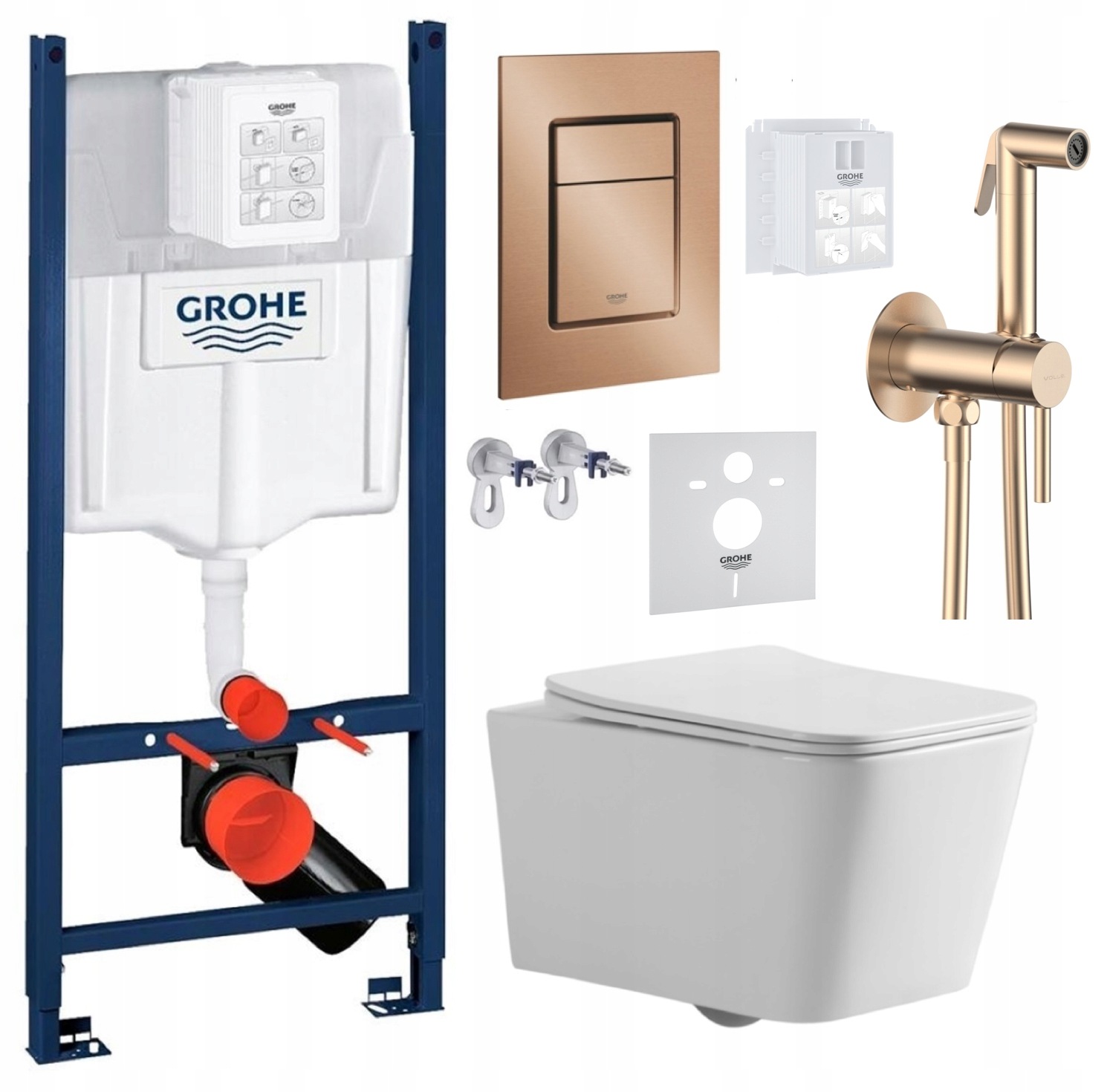 Wc rošt Grohe Rapid s Wc misou Bilovec a tlačidlom medená batéria