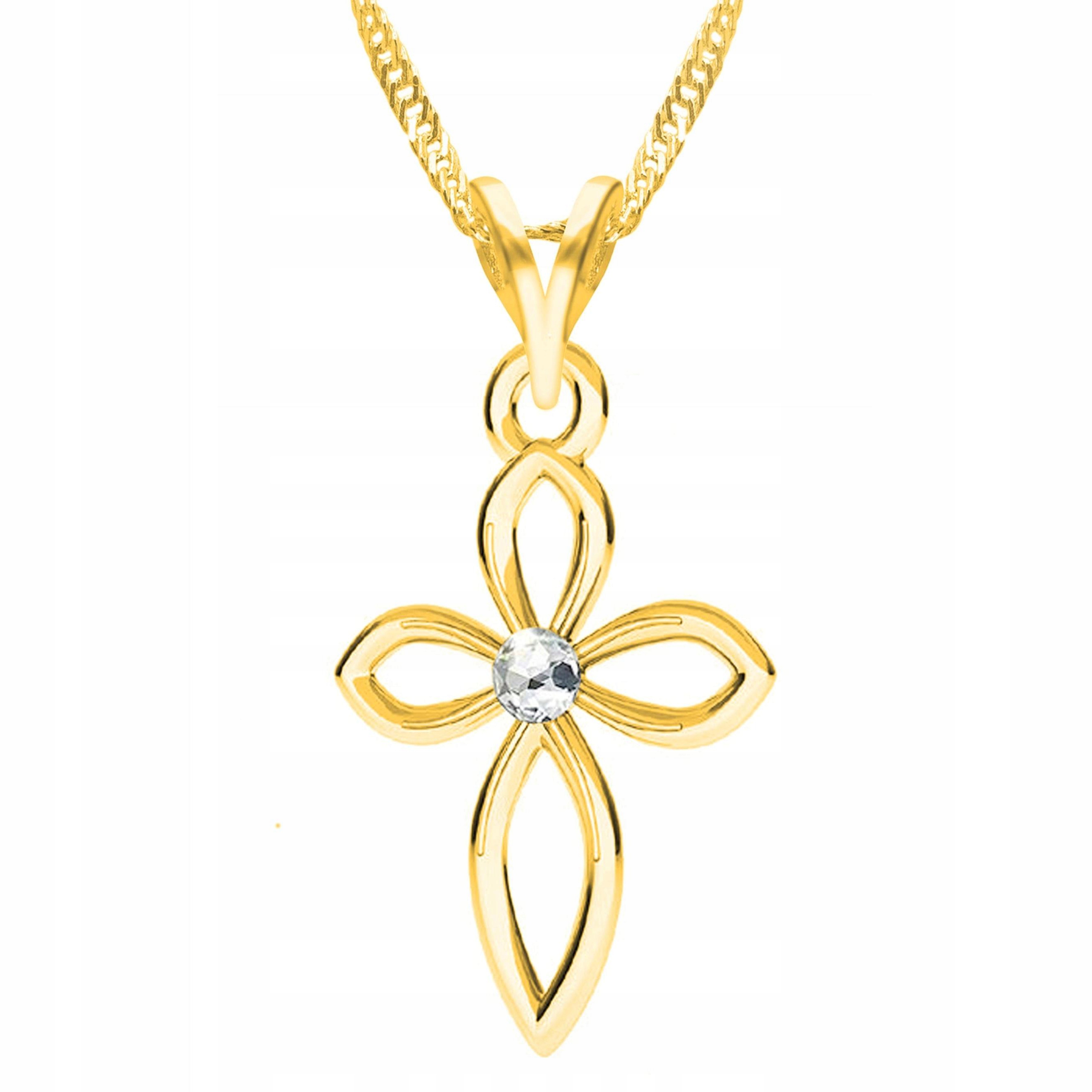 Zlatý náhrdelník Křížek Cross Náboženství Víra s křížem Stříbro 925