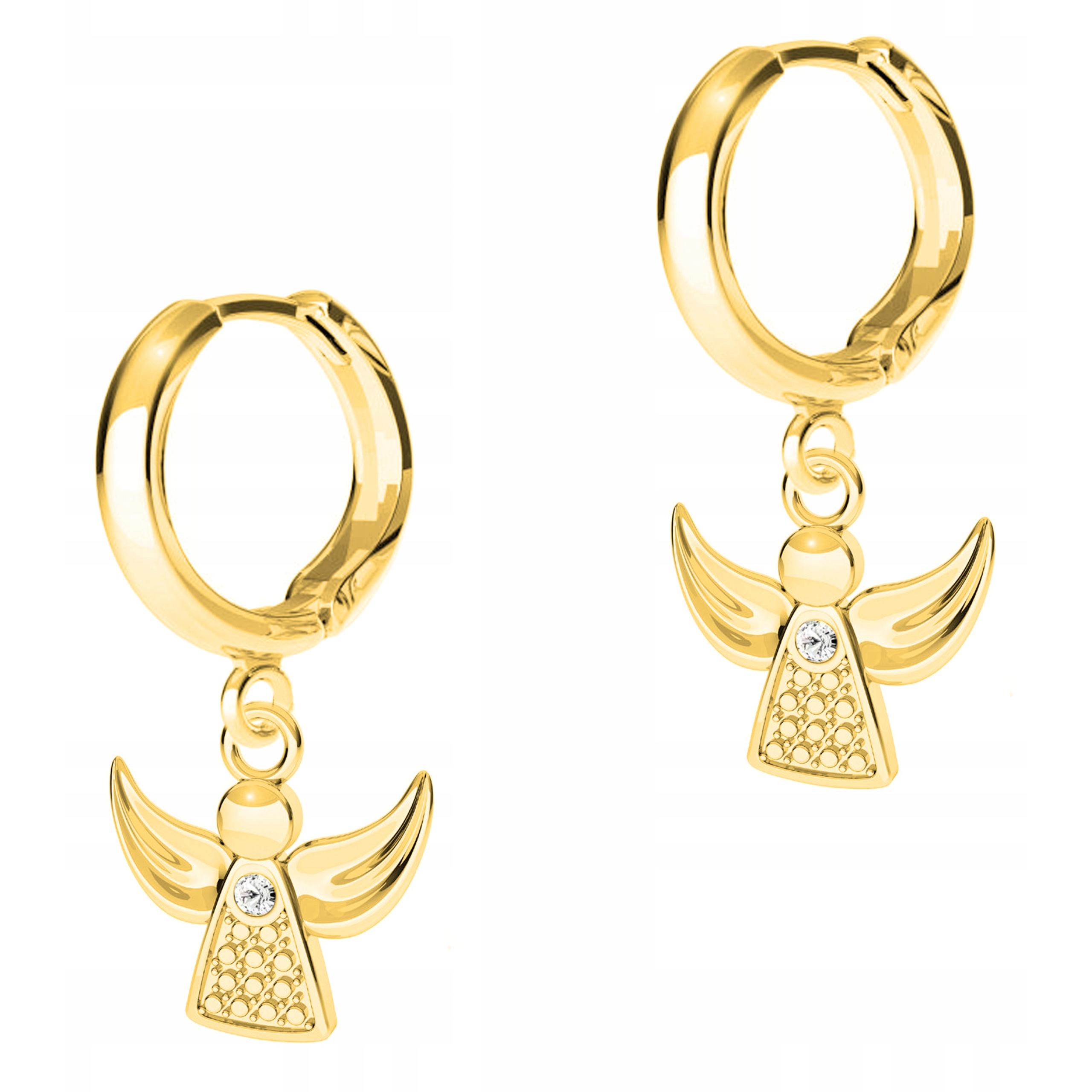 Zlaté Náušnice s andělem strážným Andělé strážní Stříbro 925