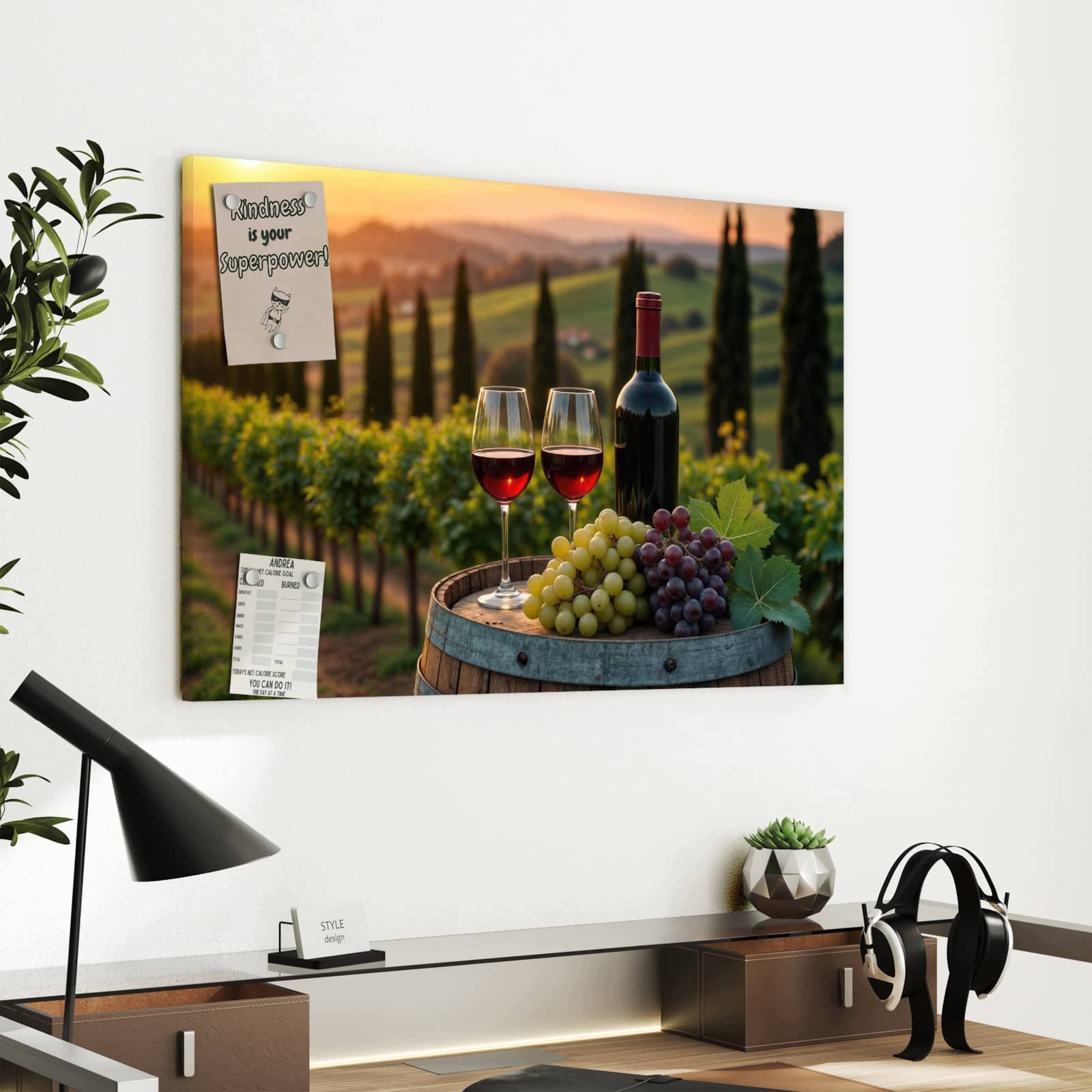 Magnetická tabule Krajina vinic 60 × 40 cm