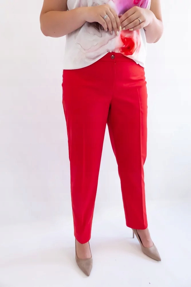 Elegantní kalhoty s vysokým pasem, červené 42