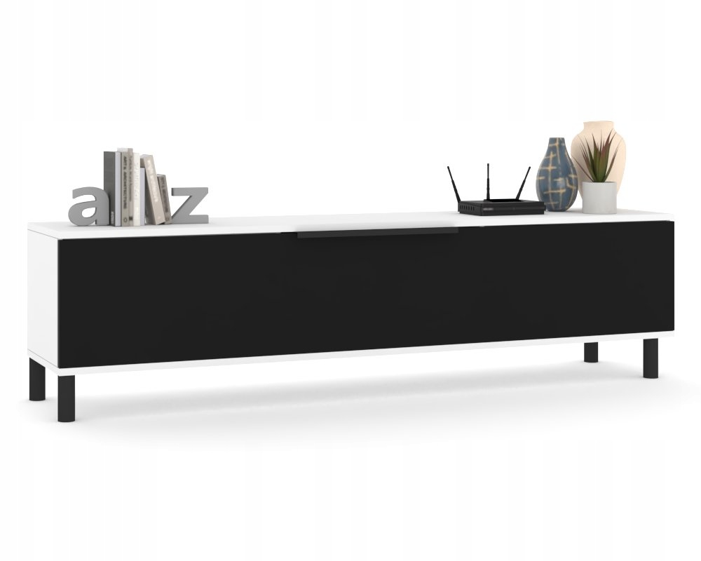 Stojící Rtv skříňka Komoda do obývacího pokoje s držákem Simply Bílá Matná Černá 140