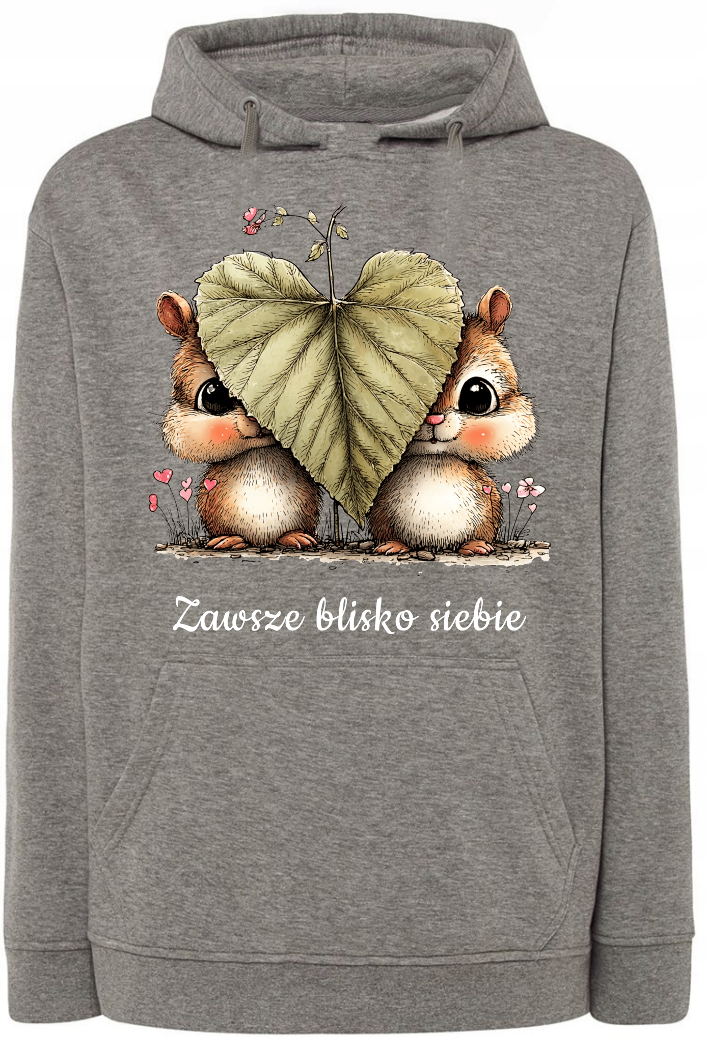 Mikina s kapucí Valentýnský potisk Vždy blízko sebe L